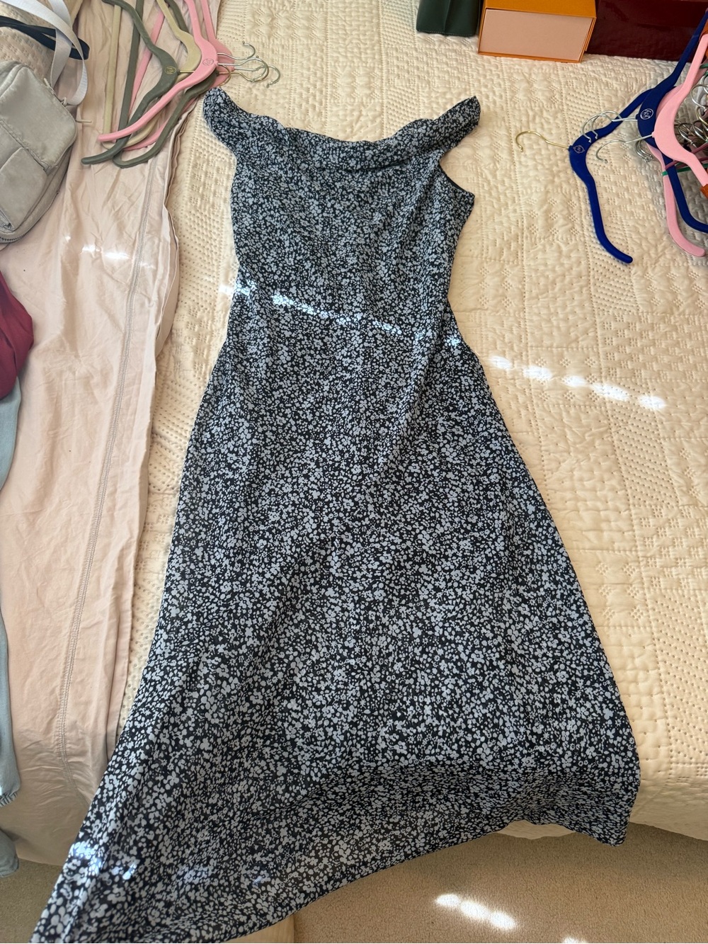 Abercrombie & Fitch Navy and White Midi Dress